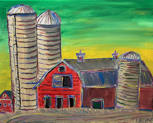 Old Barn with Three Silos